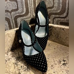 Kate Spade black velvet Mary Jane